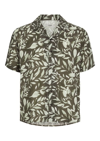 JJ Rebel Brown Leaf Print Shirt