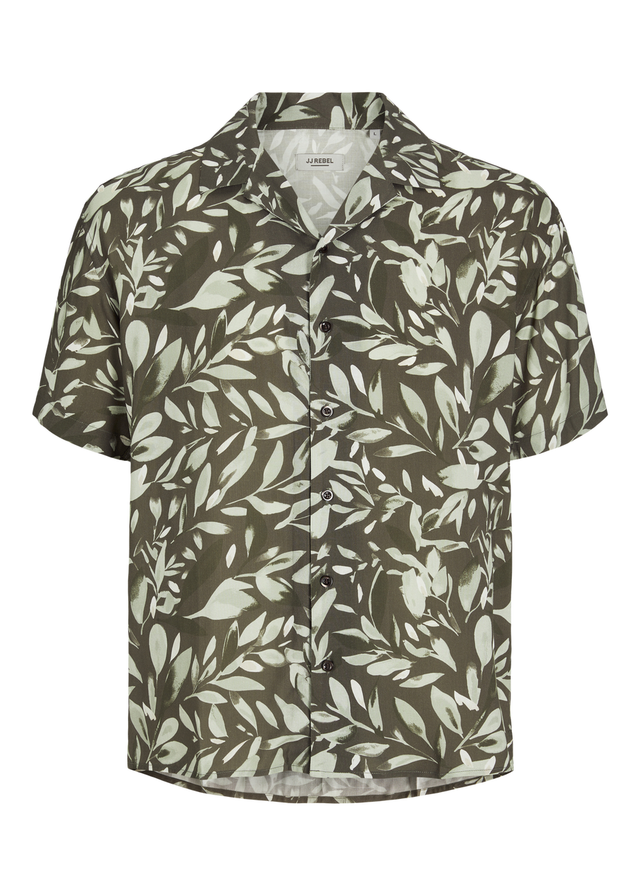 JJ Rebel Brown Leaf Print Shirt