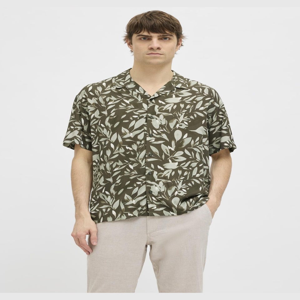 JJ Rebel Brown Leaf Print Shirt