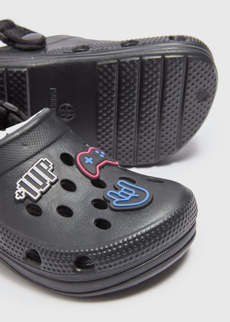 Boys Black Gamer Clogs (Younger 8/9 - Older 5/6)