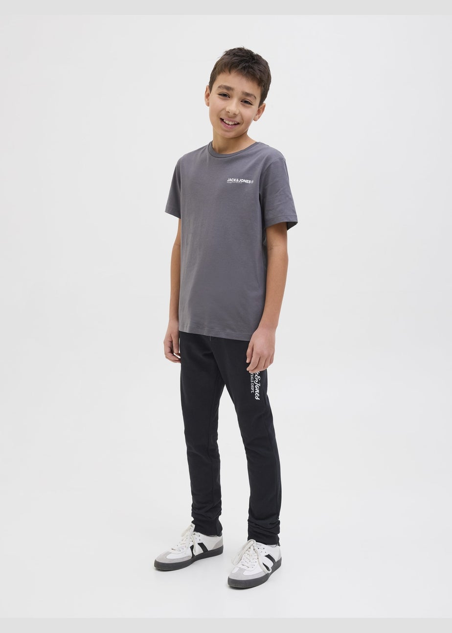 Jack & Jones Black Slogan Jogging Bottoms (8-16yrs)