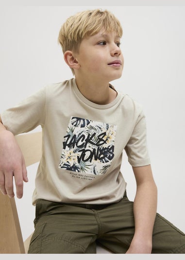 Jack & Jones Kids Beige Hawaii T-Shirt (8-16yrs)