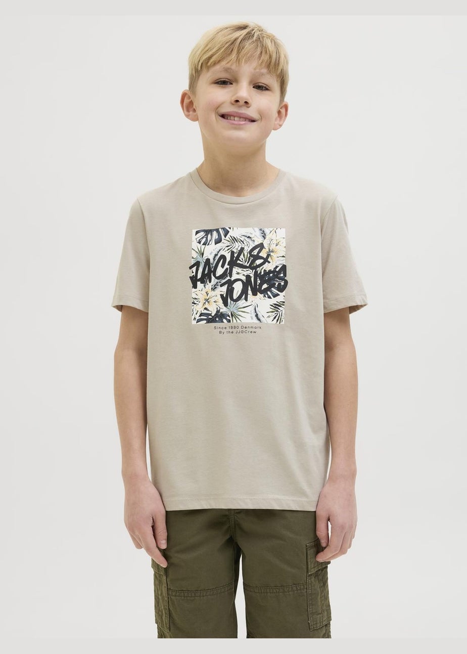 Jack & Jones Kids Beige Hawaii T-Shirt (8-16yrs)