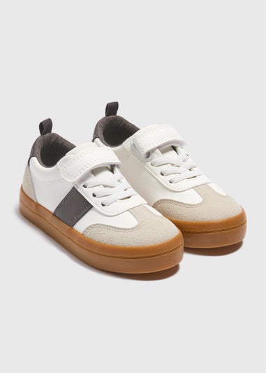 Boys White Panel Trainers (Younger 4-12)