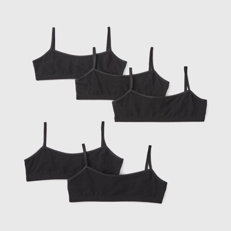 5 Pack Girls Black Core Crop Tops (Younger 6-Older 12yrs)