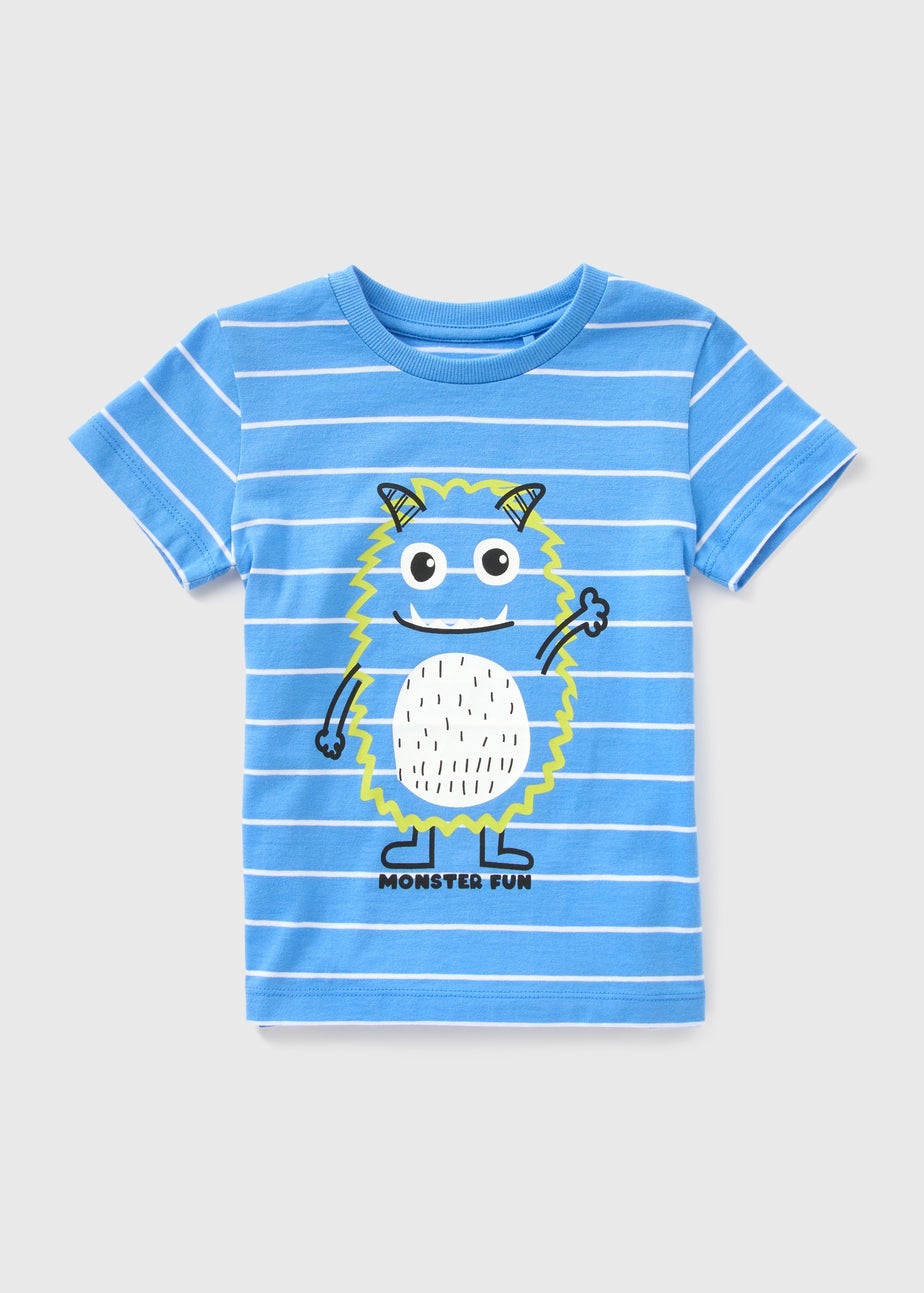 Boys Blue Stripe Monster Stripe T-Shirt (1-7yrs)