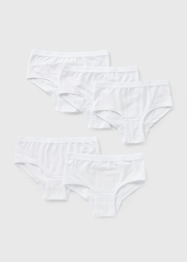 Girls 5 Pack White Knickers (6-13yrs)