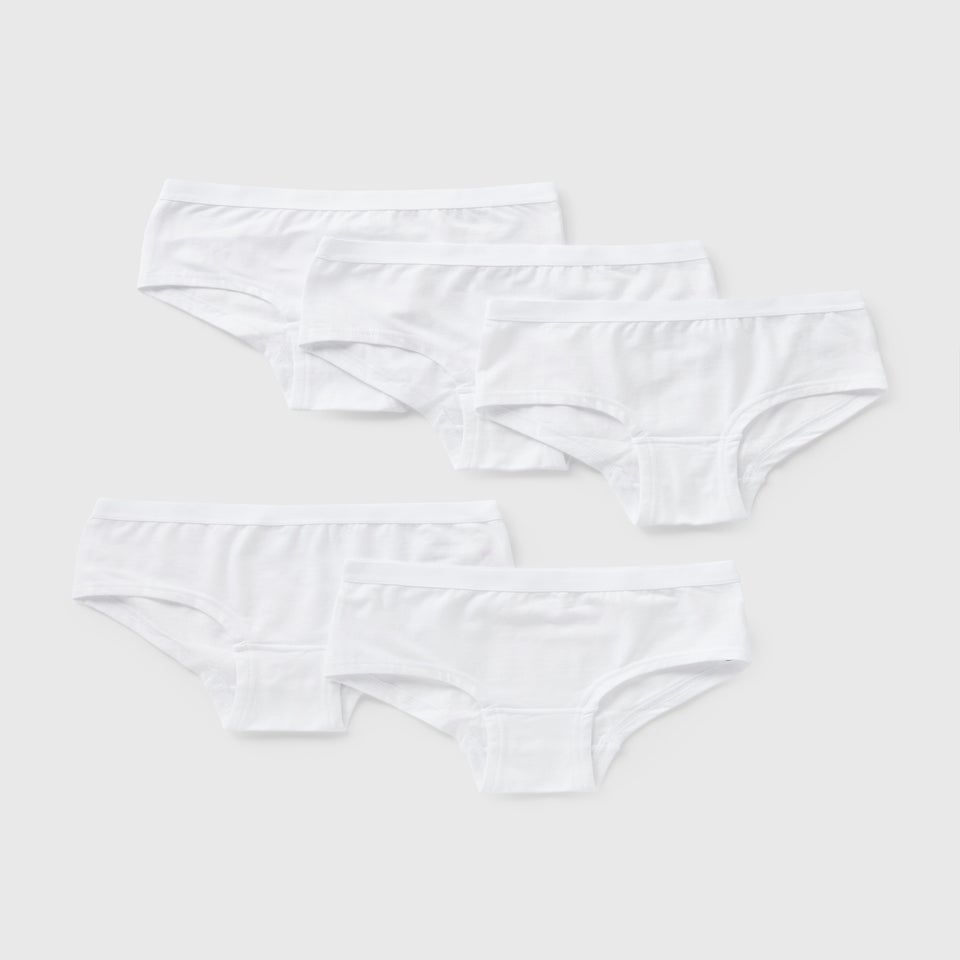 Girls 5 Pack White Knickers (6-13yrs)