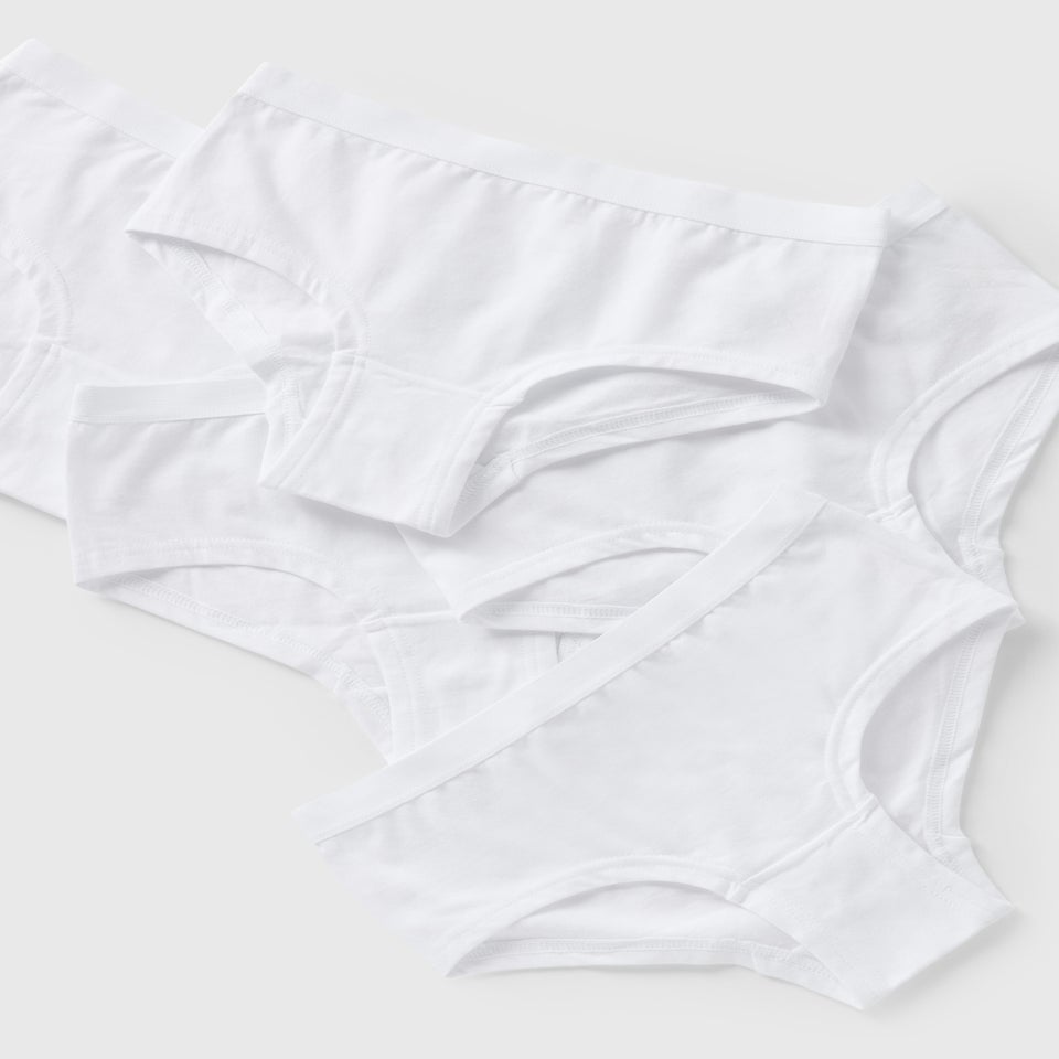 Girls 5 Pack White Knickers (6-13yrs)