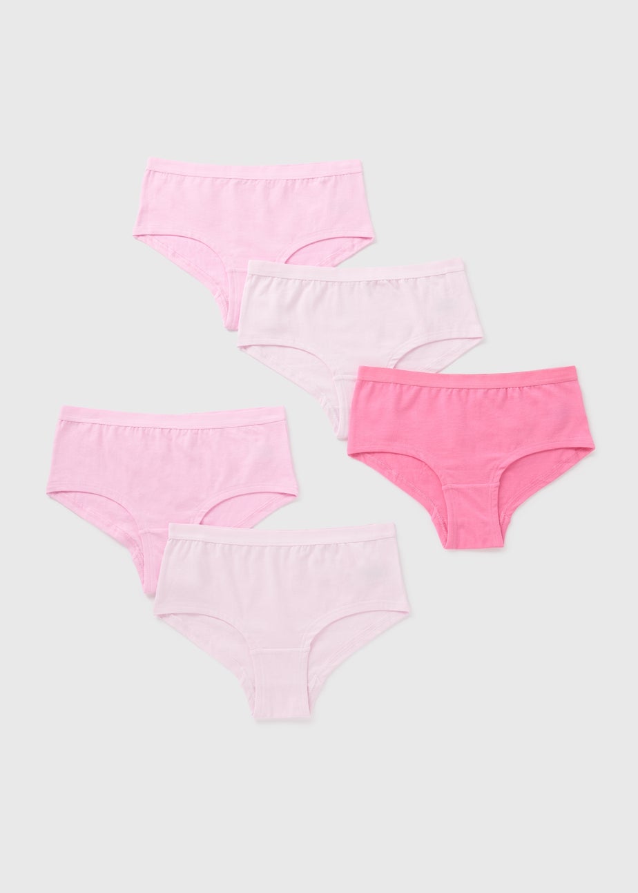 5 Pack Pink Hipster Briefs (6-13yrs)