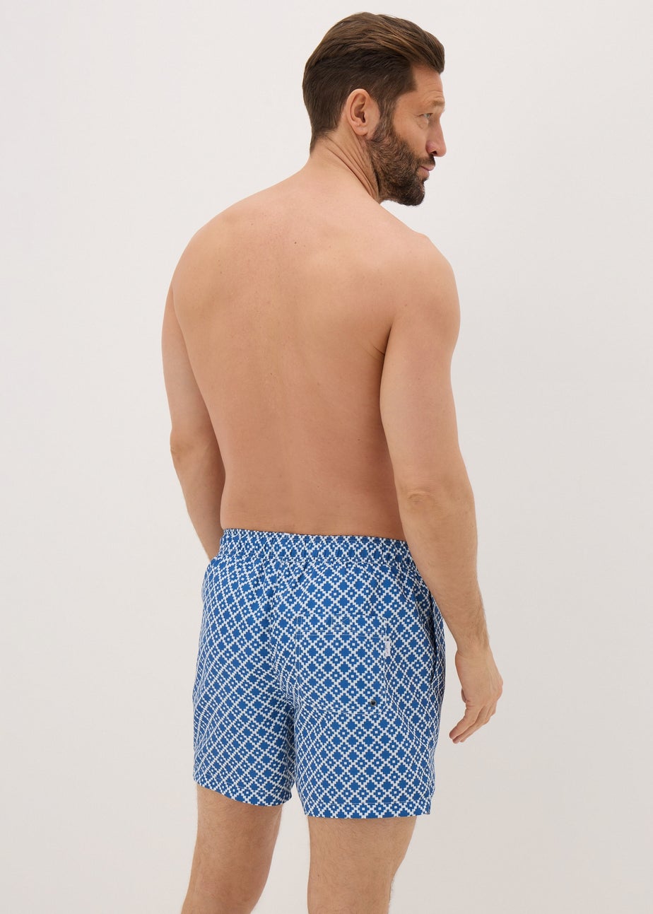 Navy Geometric Swim Shorts