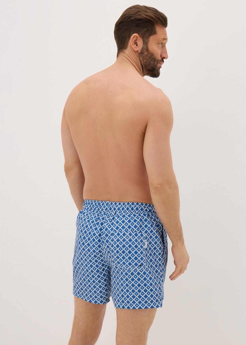 Navy Geometric Swim Shorts