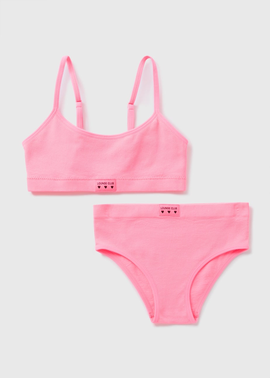 Girls Pink Crop Top & Knicker Set (6-13yrs)