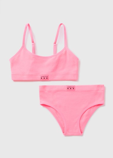Girls Pink Crop Top & Knicker Set (6-13yrs)