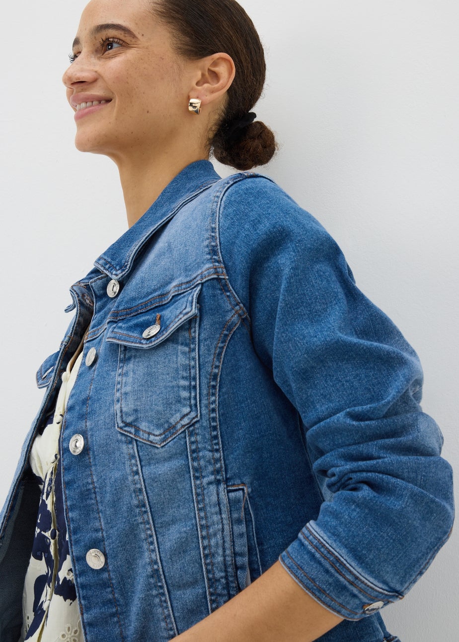 Blue Mid Wash Stretch Denim Jacket