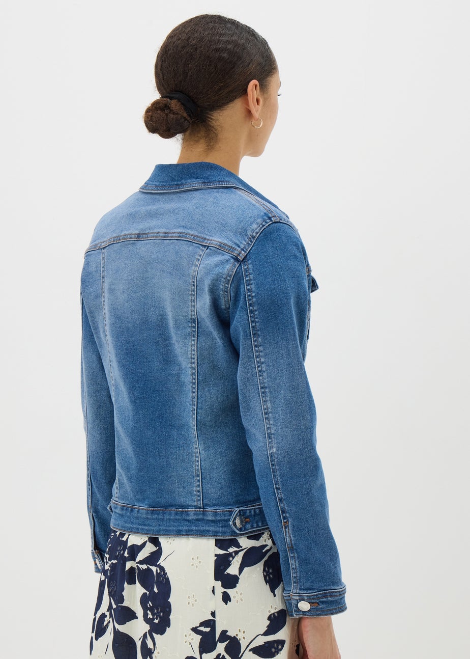 Blue Mid Wash Stretch Denim Jacket