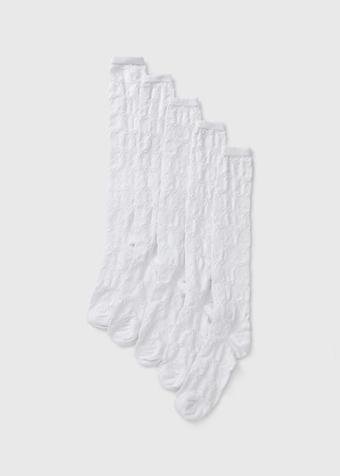 5 Pack Girls Knit Heart Socks (Younger 6-Older 6.5)