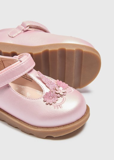 Girls Pink Unicorn T-Bar Shoes (Younger 4-12)