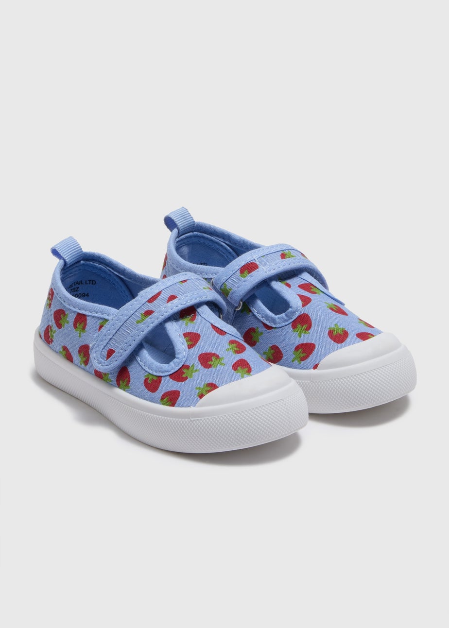 Girls Blue Strawberry T-Bar Shoes (Younger 4-12)