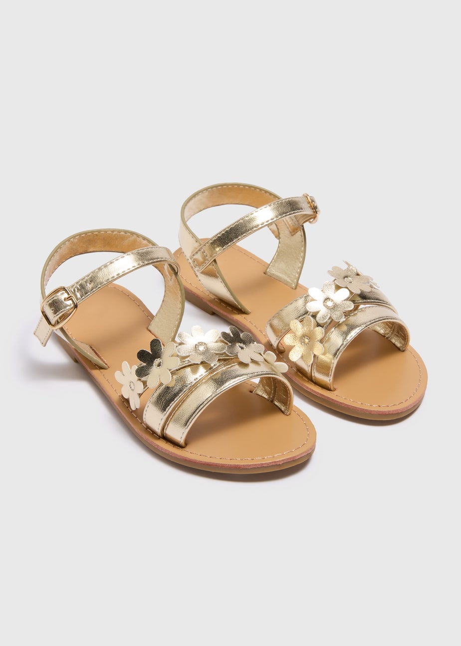 Girls Gold Floral Sandals (Younger 10-5)