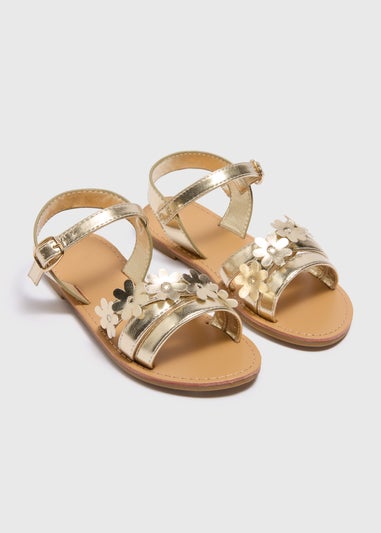 Girls Gold Floral Sandals (Younger 10-5)