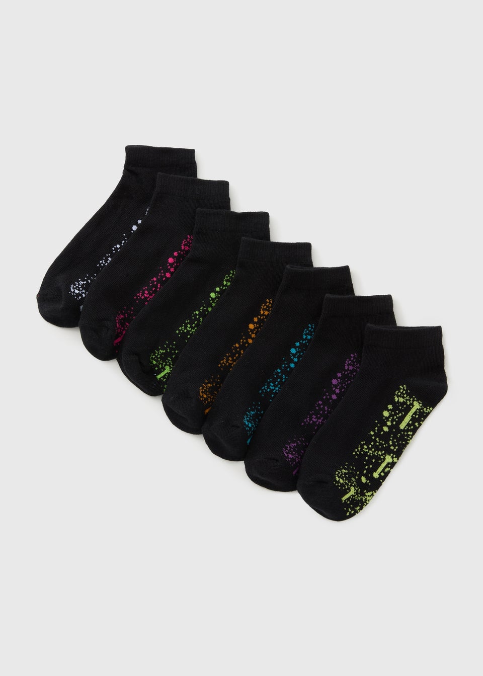 7 Pack Boys Splatter Trainer Socks (Younger 6-Older 6.5)