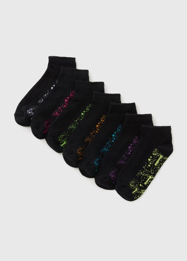 7 Pack Boys Splatter Trainer Socks (Younger 6-Older 6.5)