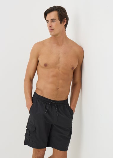 Black Cargo Swim Shorts