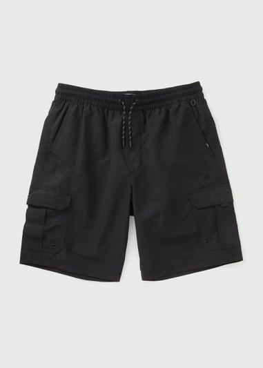 Black Cargo Swim Shorts