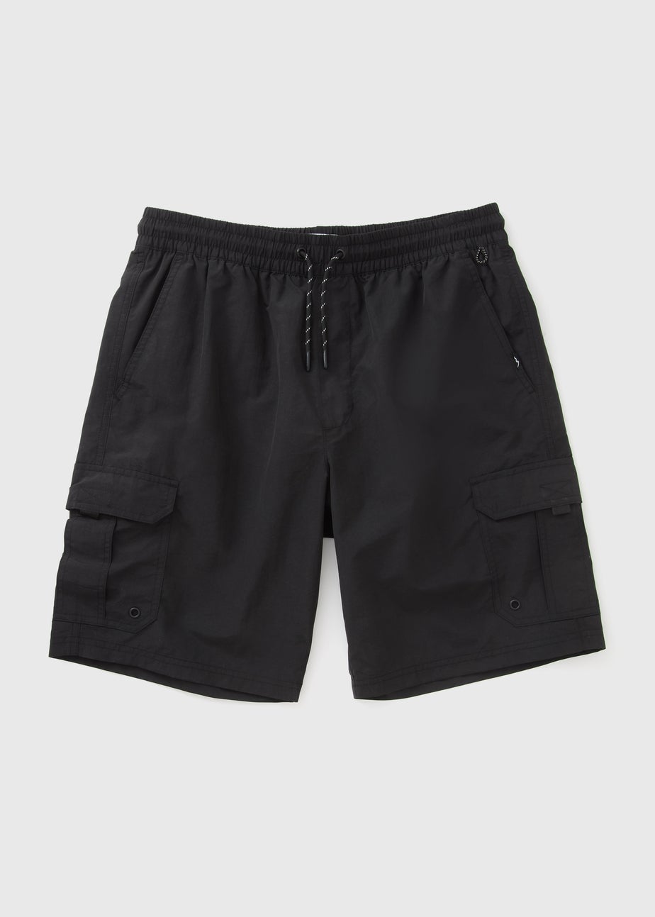 Black Cargo Swim Shorts