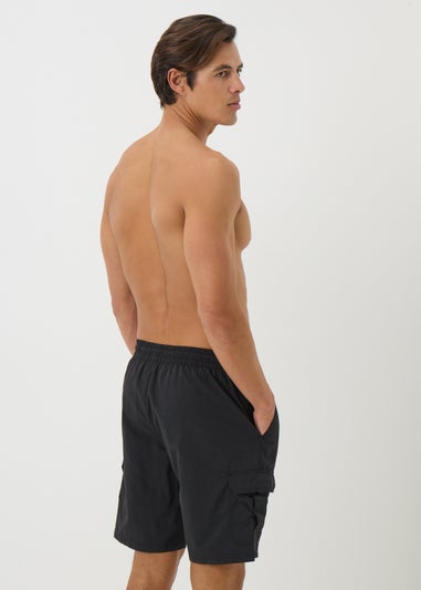 Black Cargo Swim Shorts