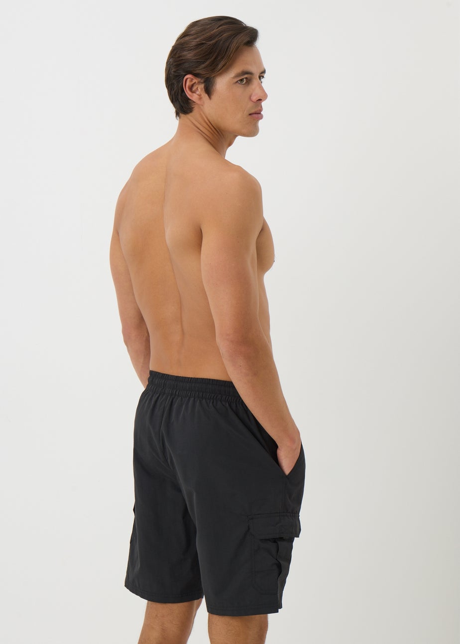 Black Cargo Swim Shorts