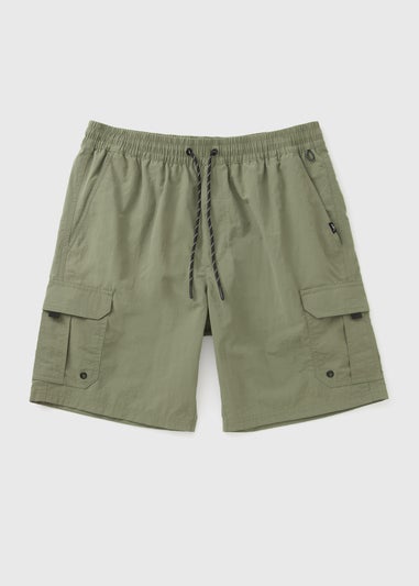 Khaki Cargo Swim Shorts