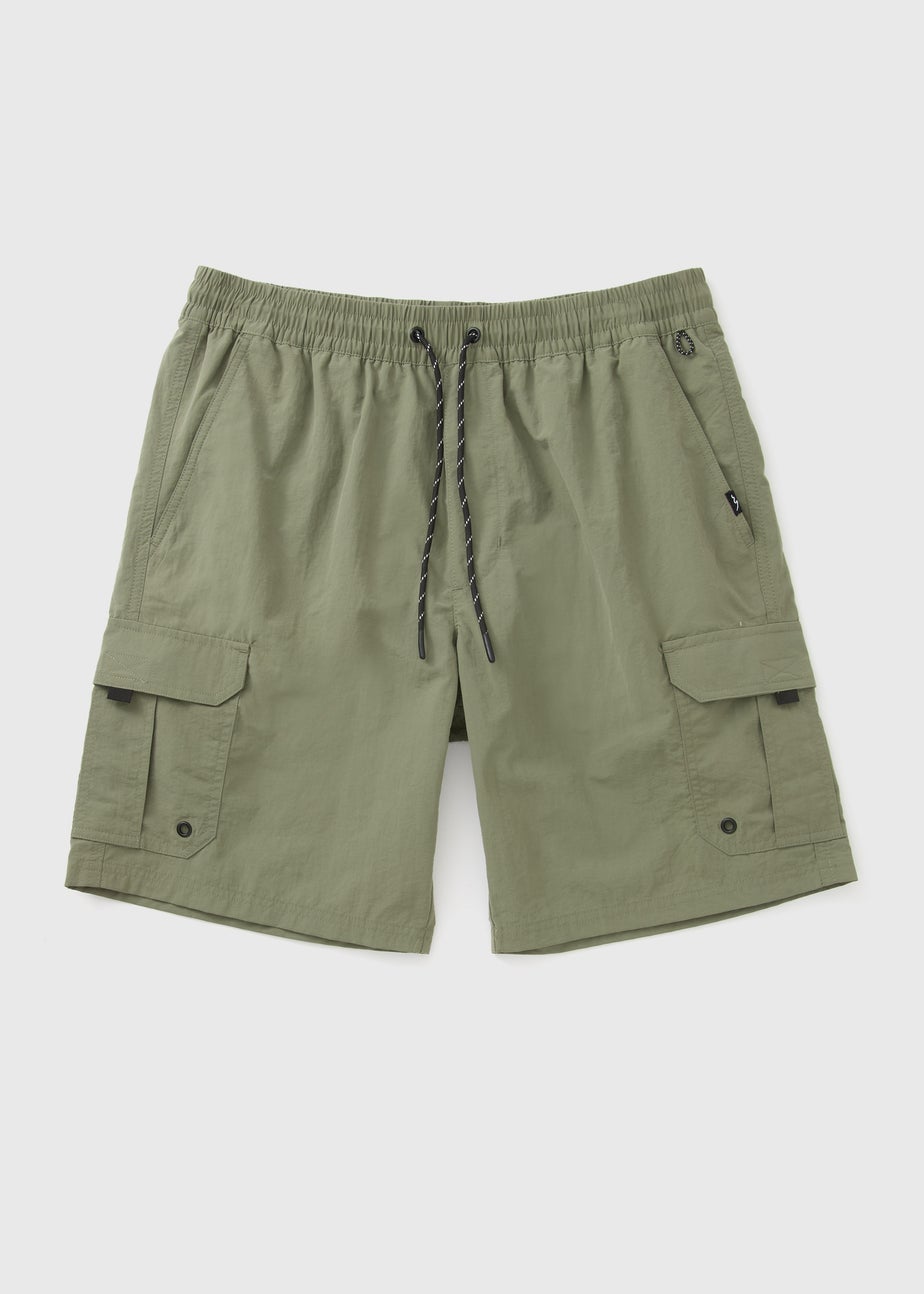 Khaki Cargo Swim Shorts