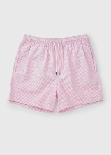 Pink Stripe Seersucker Swim Shorts