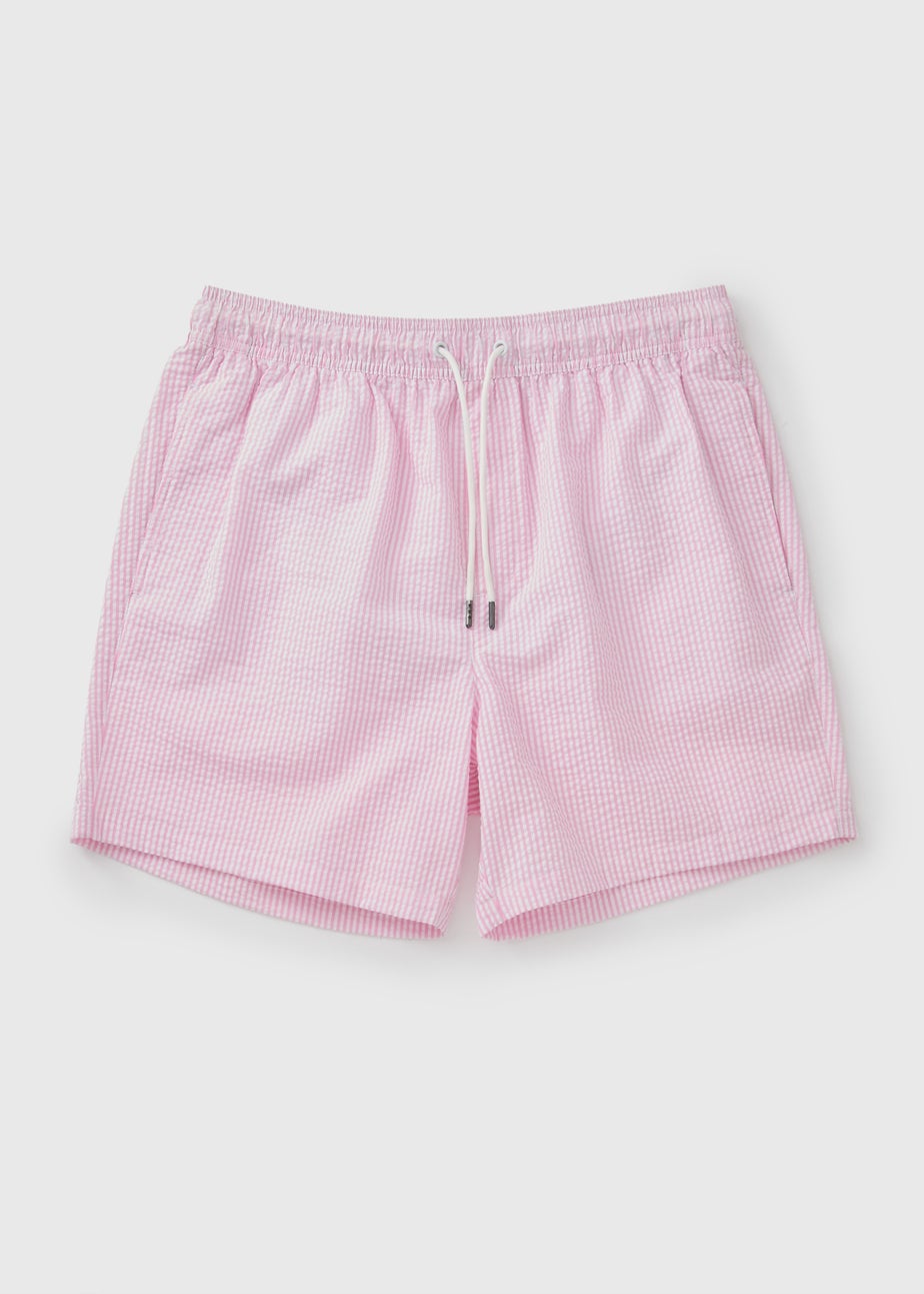 Pink Stripe Seersucker Swim Shorts