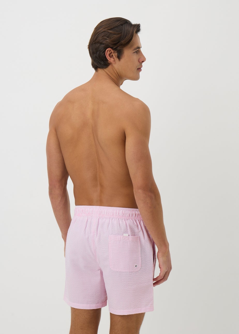 Pink Stripe Seersucker Swim Shorts