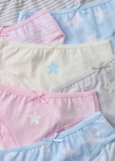 7 Pack Girls Multi Coloured Star Briefs (1-13yrs)