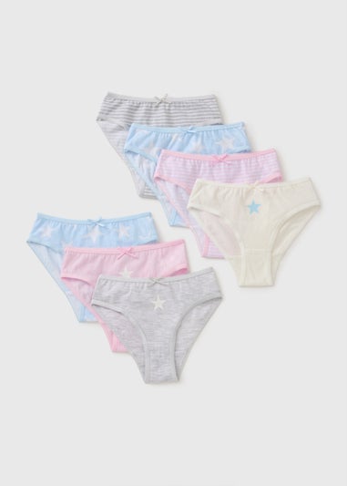 7 Pack Girls Multi Coloured Star Briefs (1-13yrs)