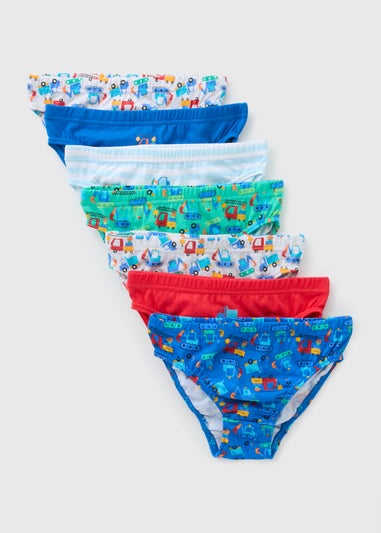 7 Pack Boys Multicolour Transport Briefs (1-11yrs)