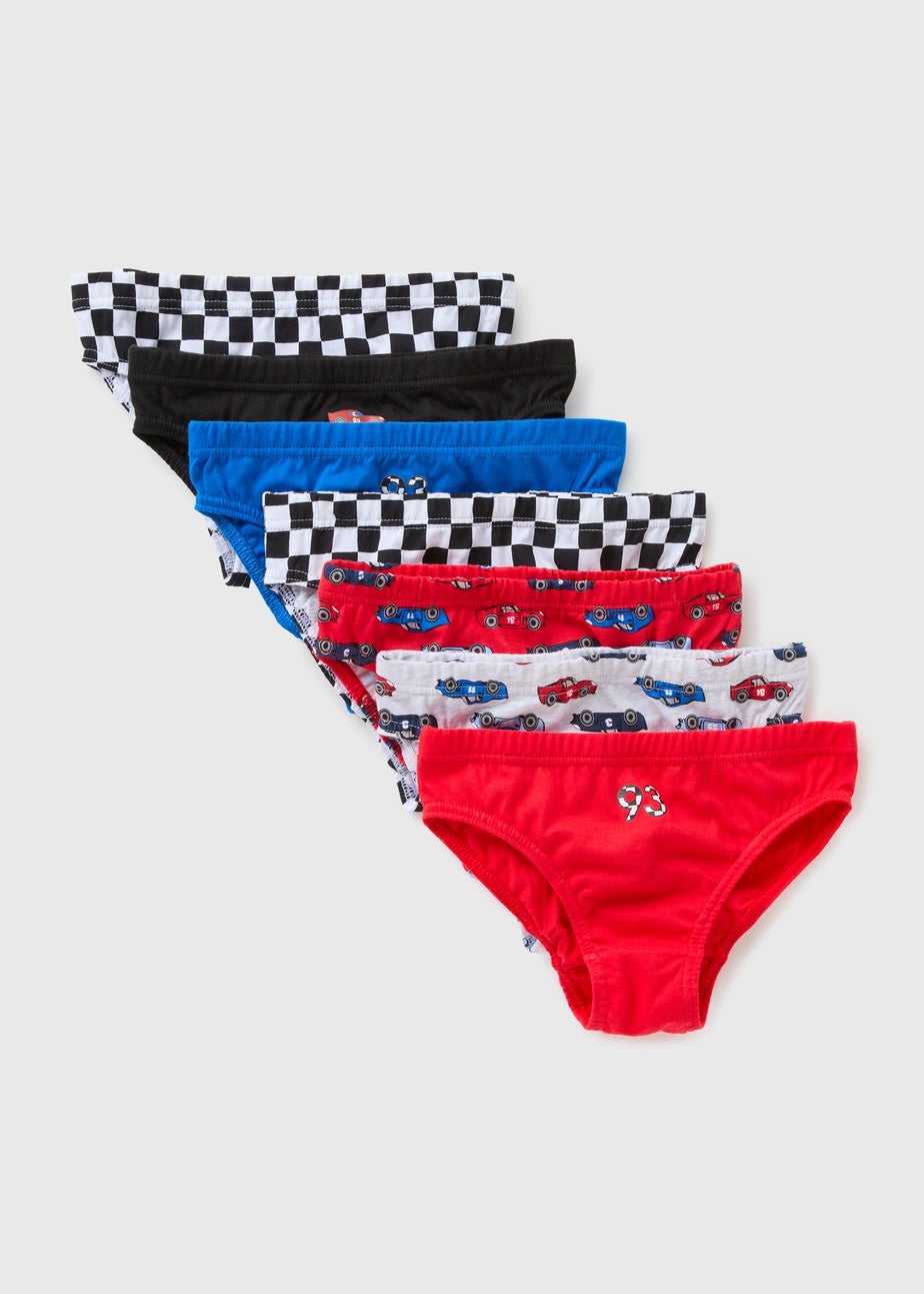 7 Pack Multicolour Racing Car Briefs (1-11yrs)