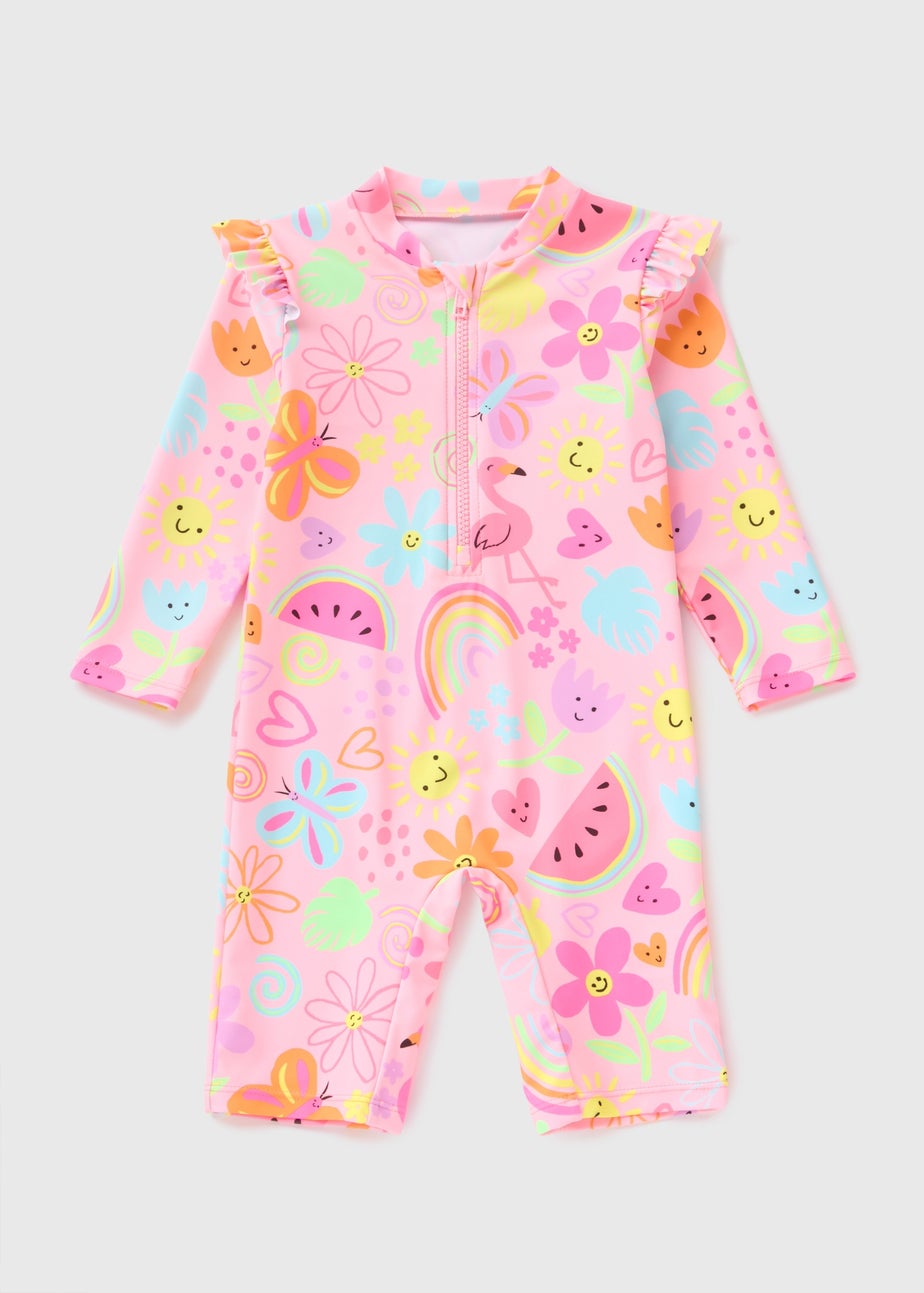 Girls Pink Fun Surf Suit (1-7yrs)