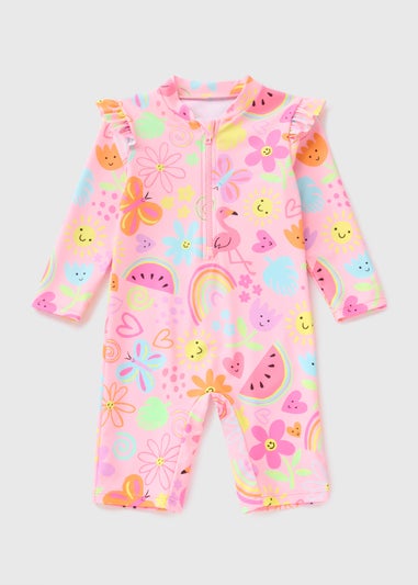 Girls Pink Fun Surf Suit (1-7yrs)