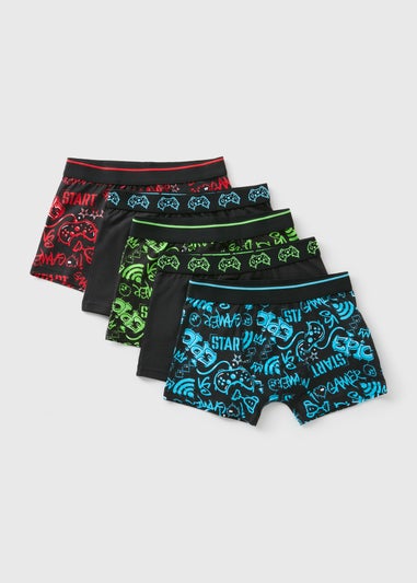 Boys 5 Pack Gamer Print Boxers (6-13yrs)
