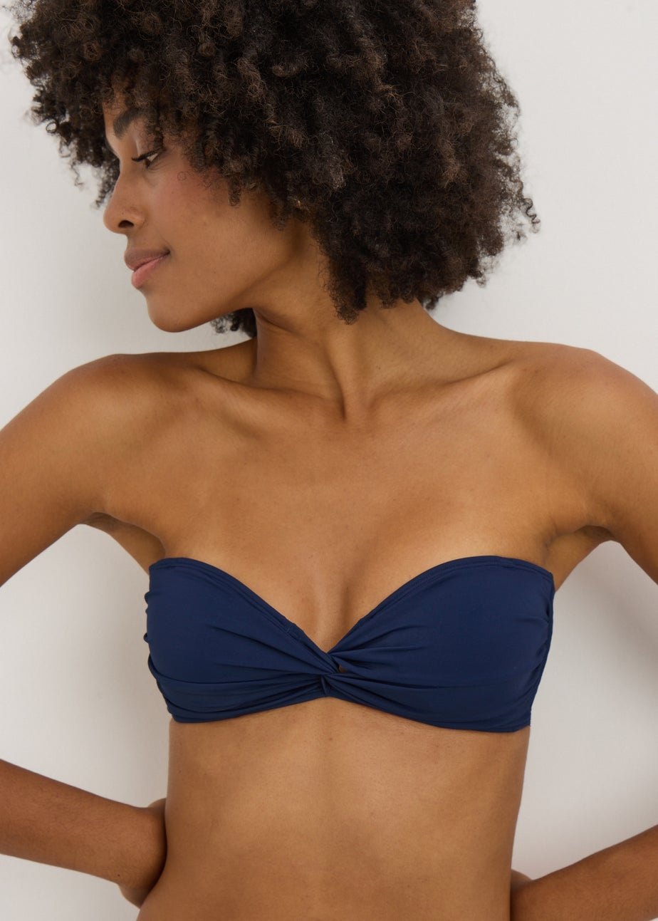 Navy Twist Bikini Top