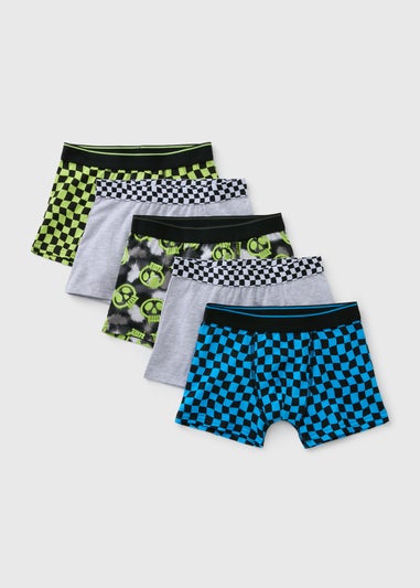 5 Pack Boys Black Graffiti Trunks
