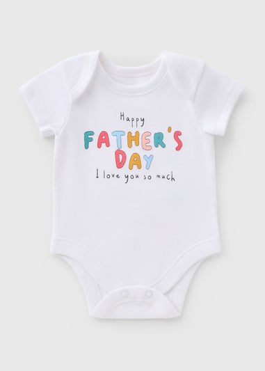 Baby White Fathers Day Bodysuit (Newborn-12mths)