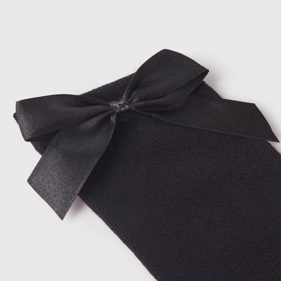 5 Pack Black Bow Knee High Socks (Younger 6-Older 6.5)