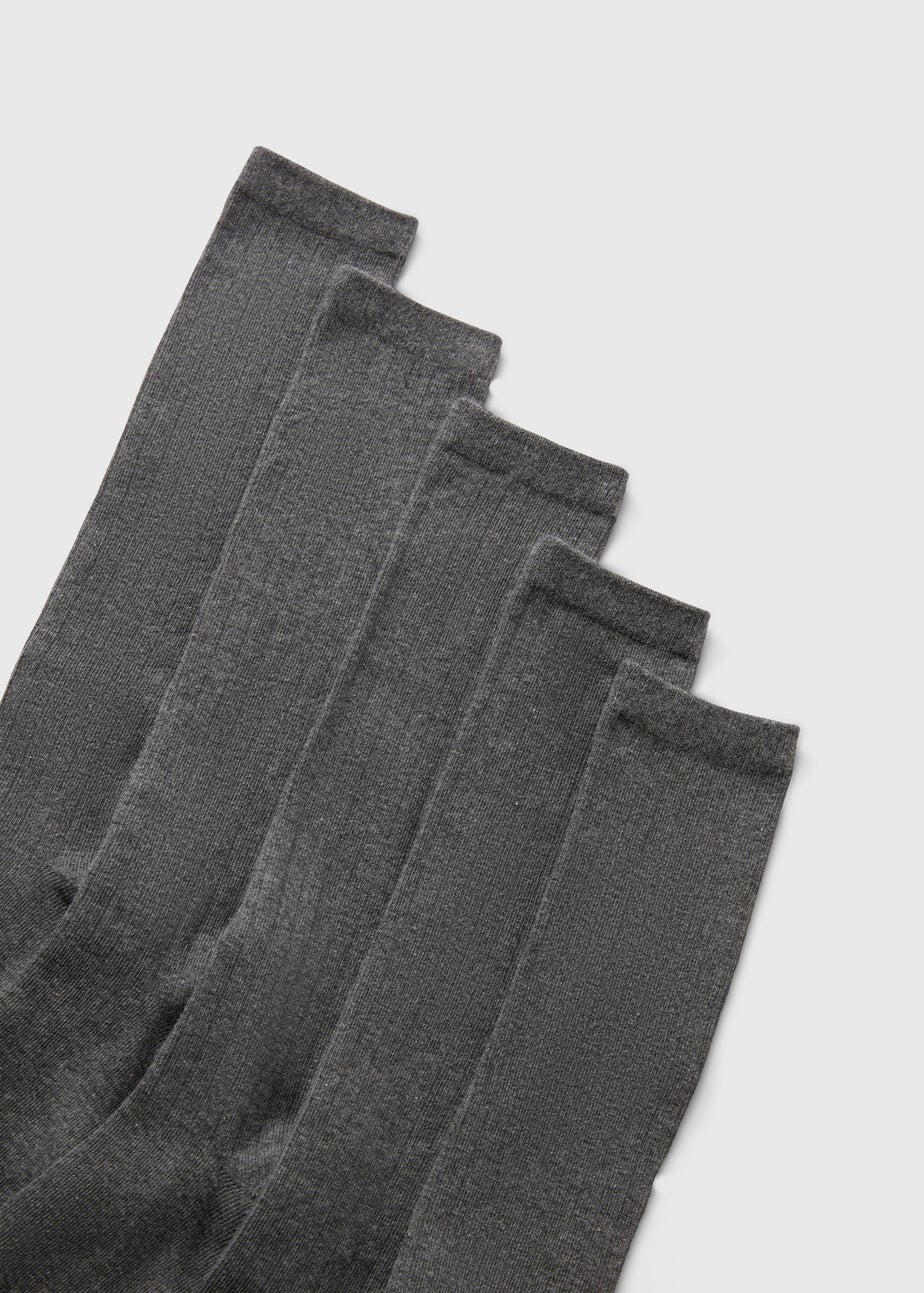 5 Pack Girls Grey Ribbed Knee High Socks (Younger 6-Older 6.5)