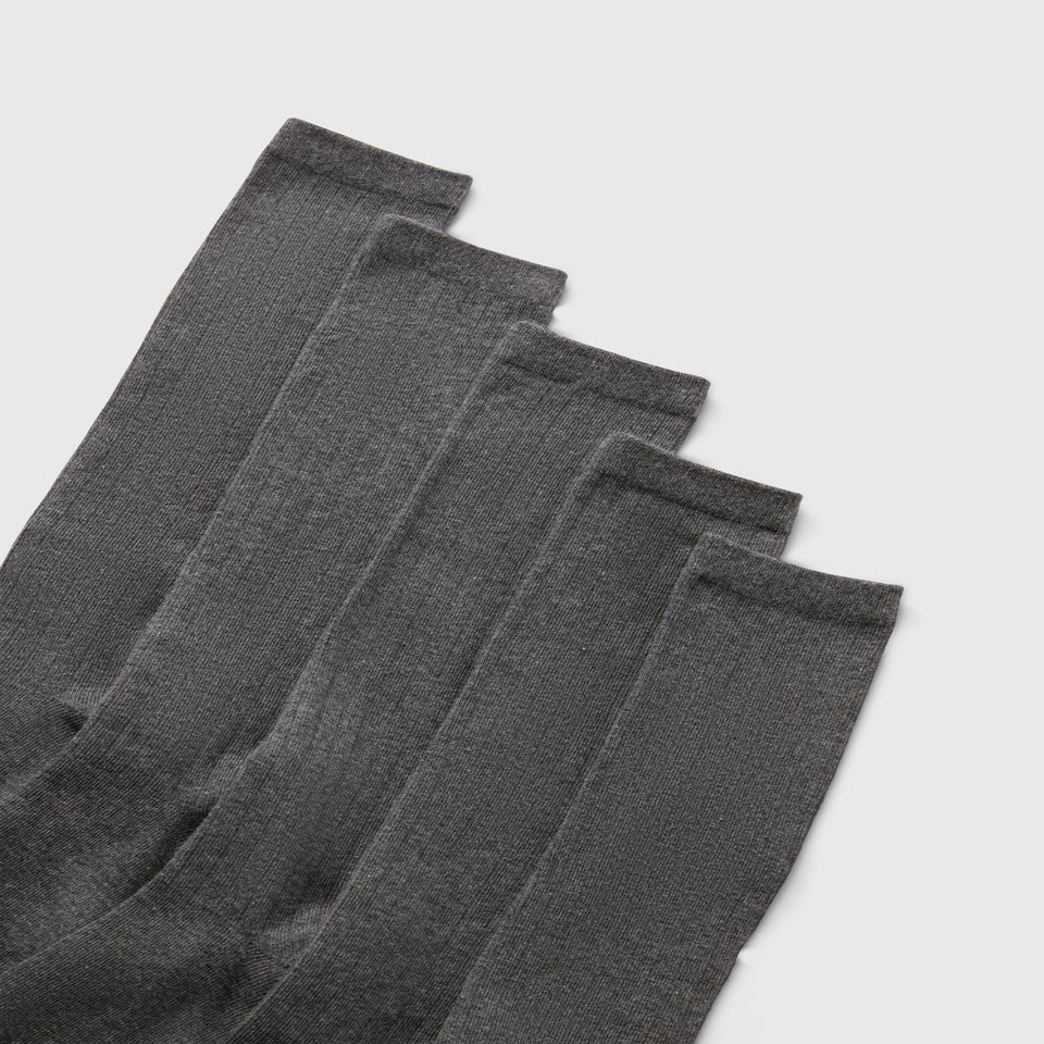 5 Pack Girls Grey Ribbed Knee High Socks (Younger 6-Older 6.5)